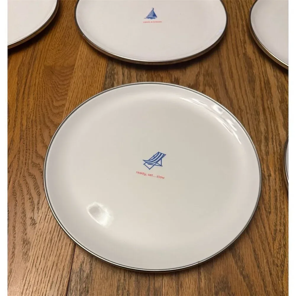 Hallmark Blue Nautical Melamine Plates Set of 7 10 Inch